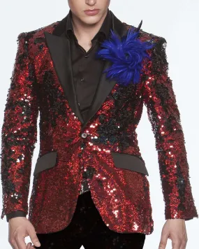 Sequin blazer/Jacket, R. Sequin Red - Prom- Wedding - Mens