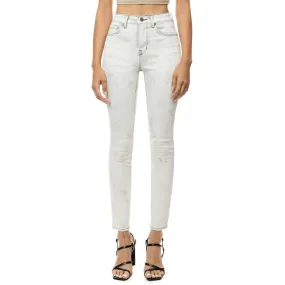 Slit knee Basic Denim Pants - Crystal Grey