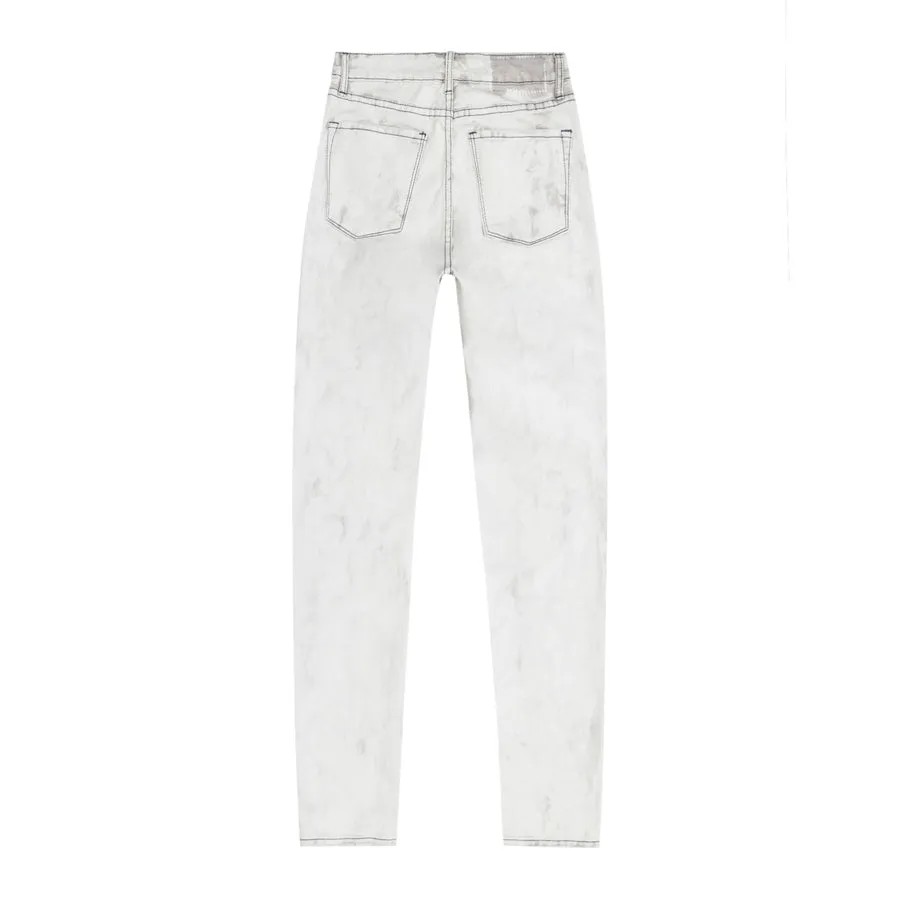 Slit knee Basic Denim Pants - Crystal Grey