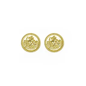 St. Christopher Medallion Studs