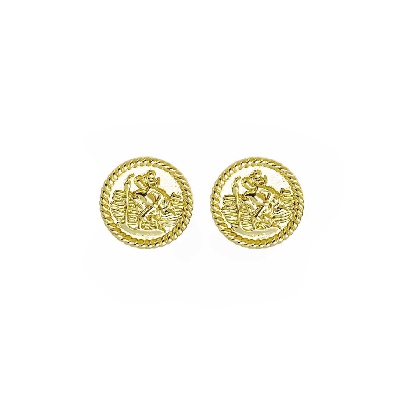 St. Christopher Medallion Studs