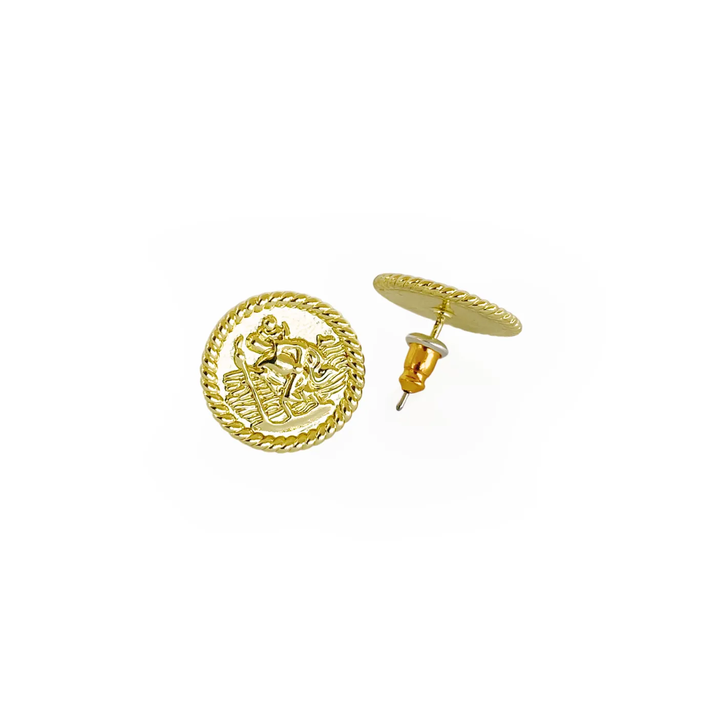 St. Christopher Medallion Studs