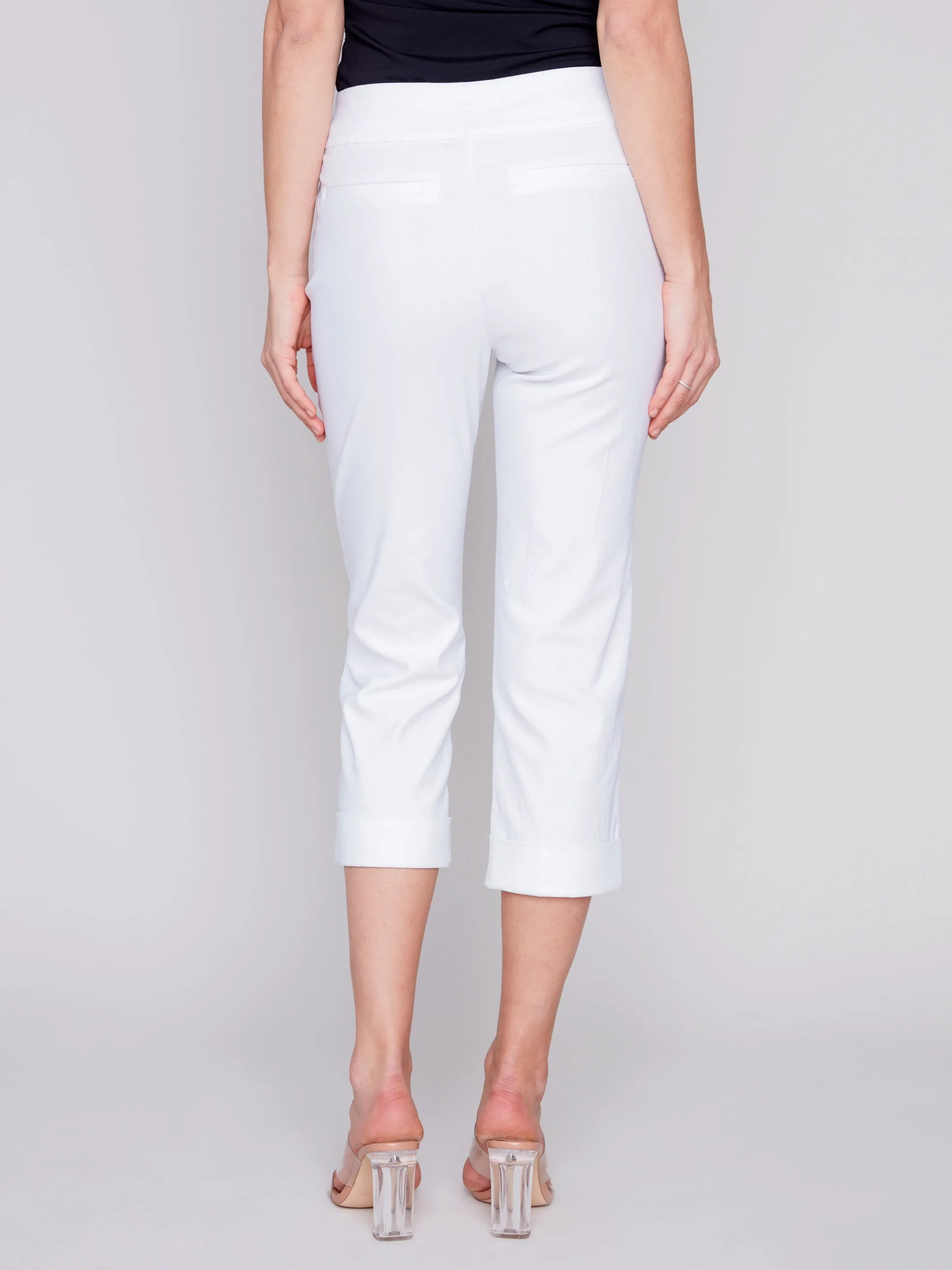 Stretch Pull-On Capri Pants - White