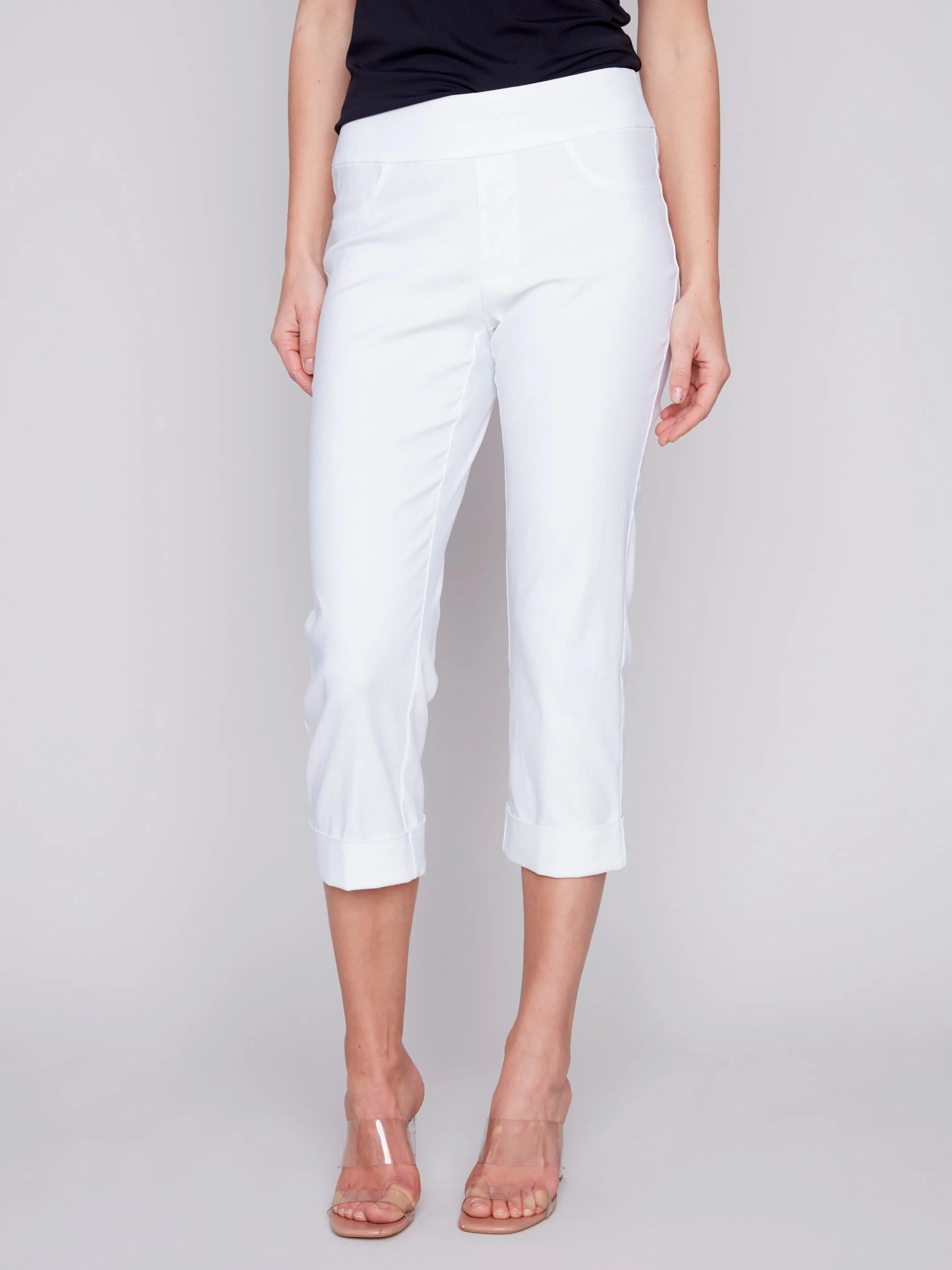 Stretch Pull-On Capri Pants - White