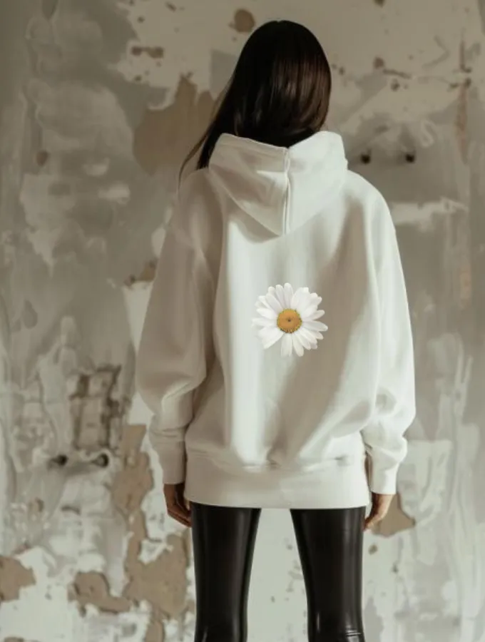 WHITE DAISY HOODIE - WHITE