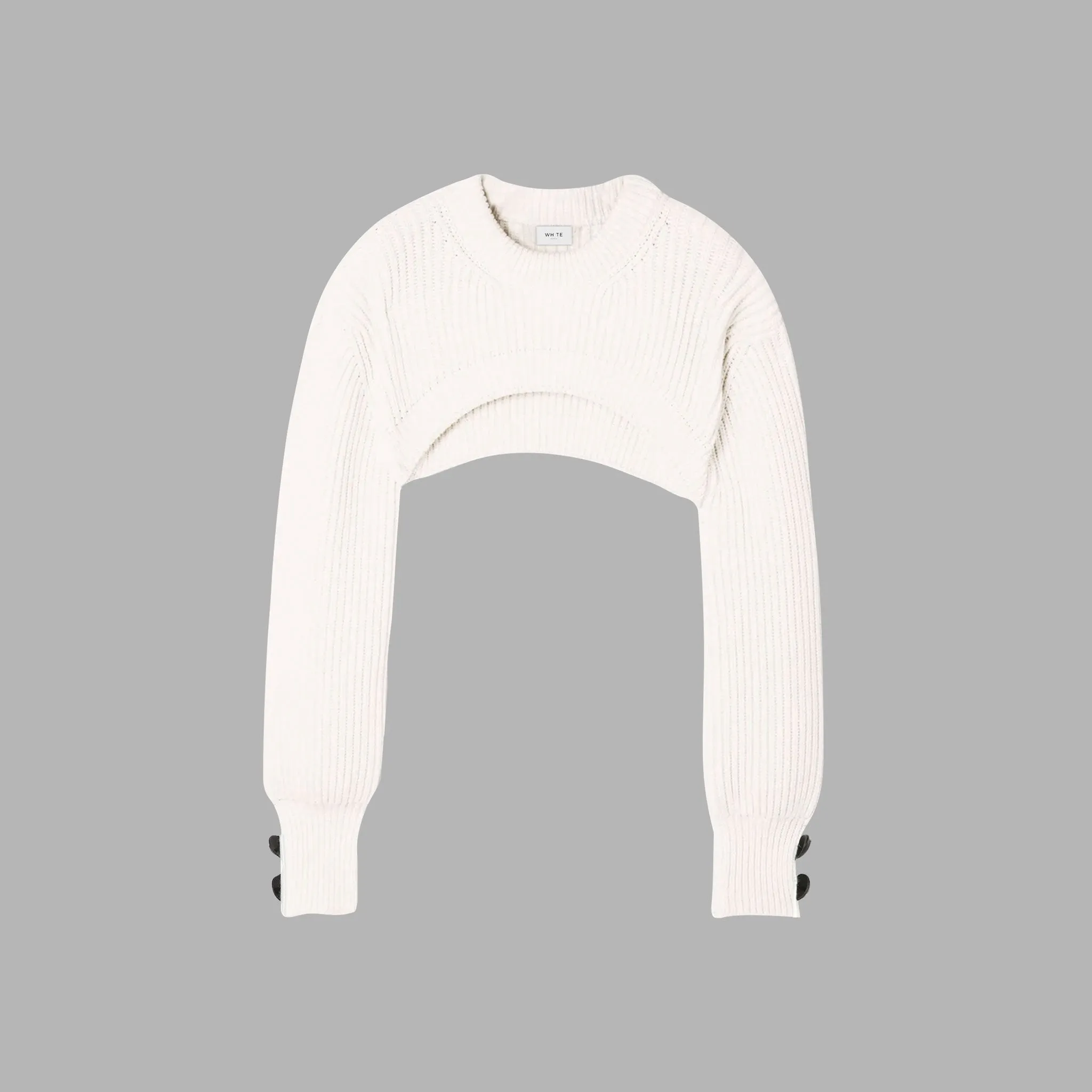 Whte Cropped Cotton Sweater