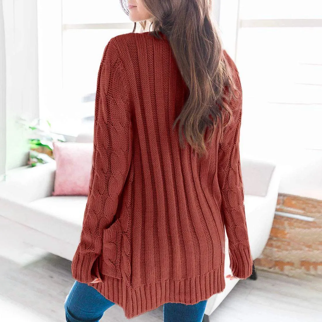 Winter Warm Candy Color Knitted Cardigan Long Sleeve Women Sweaters