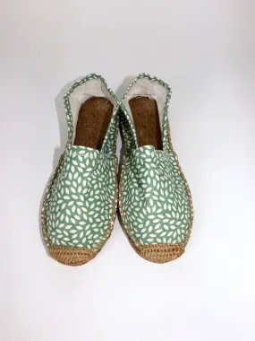 Women espadrille green leaves