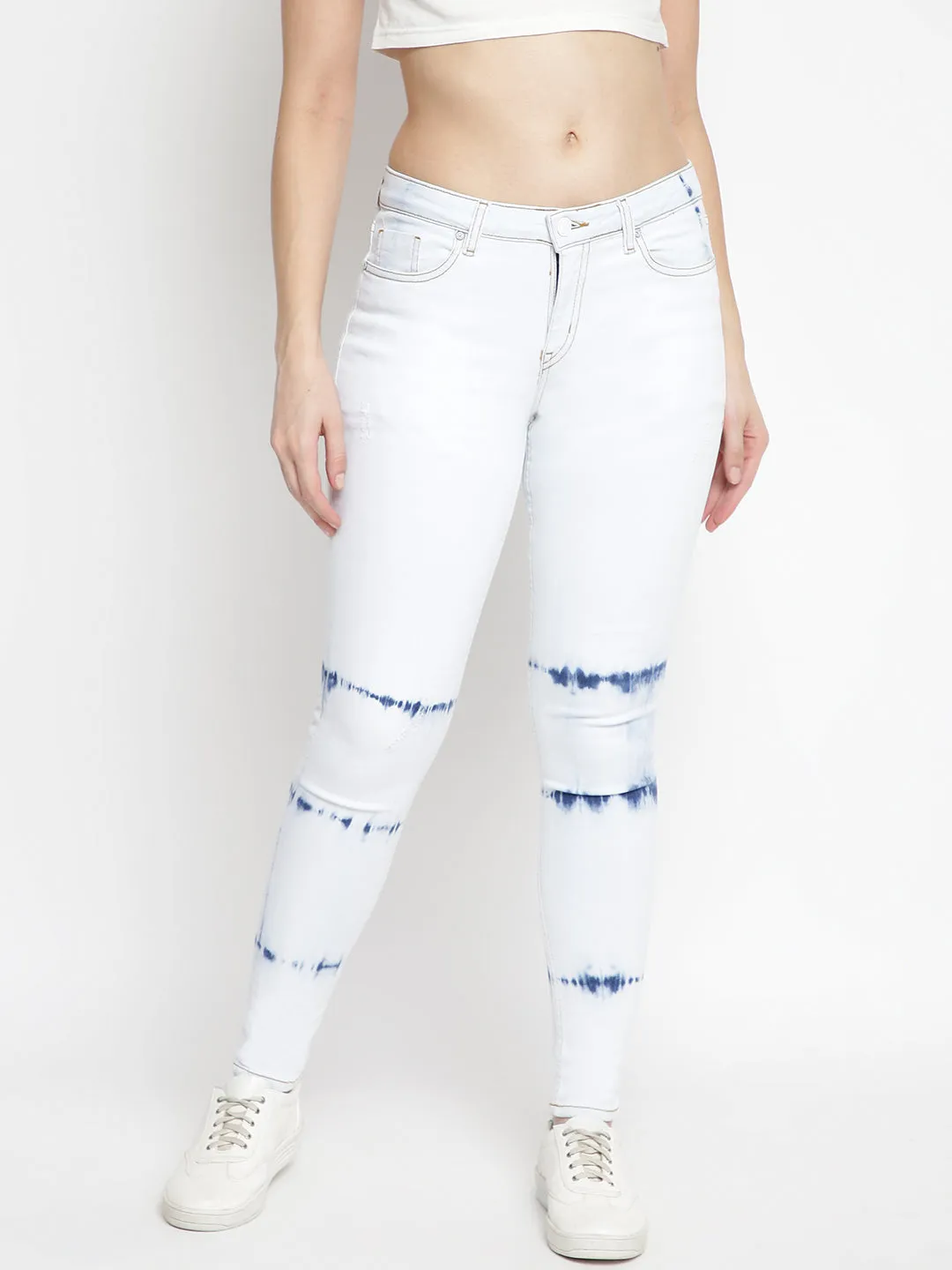 Women High Waist Skinny White Denim Jeans