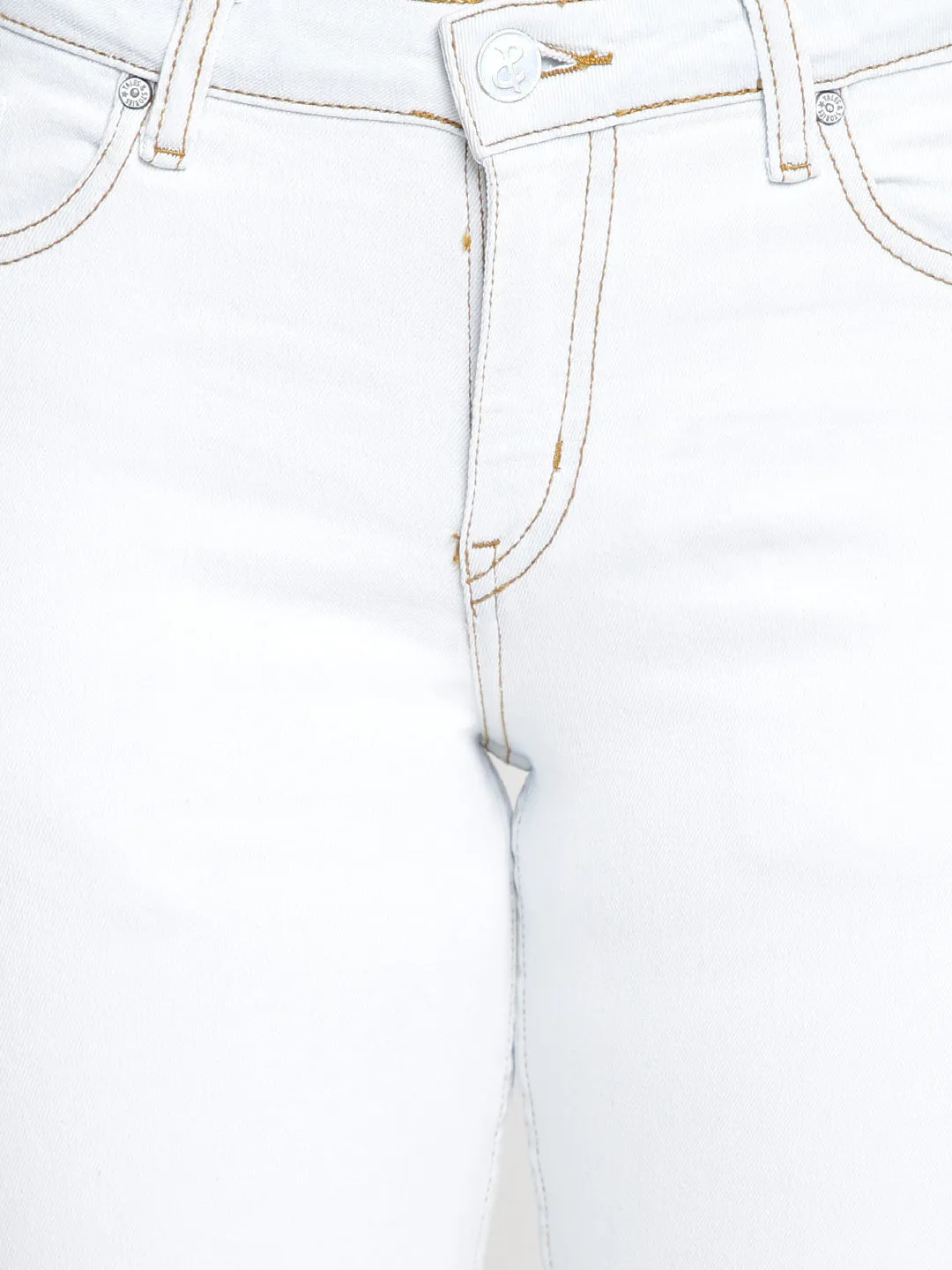 Women High Waist Skinny White Denim Jeans