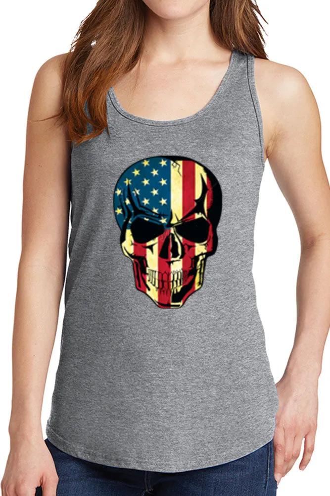 Women's American Skull Flag Core Cotton Tank Tops -XS~4XL