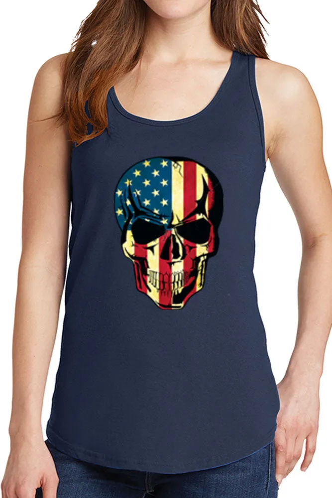 Women's American Skull Flag Core Cotton Tank Tops -XS~4XL