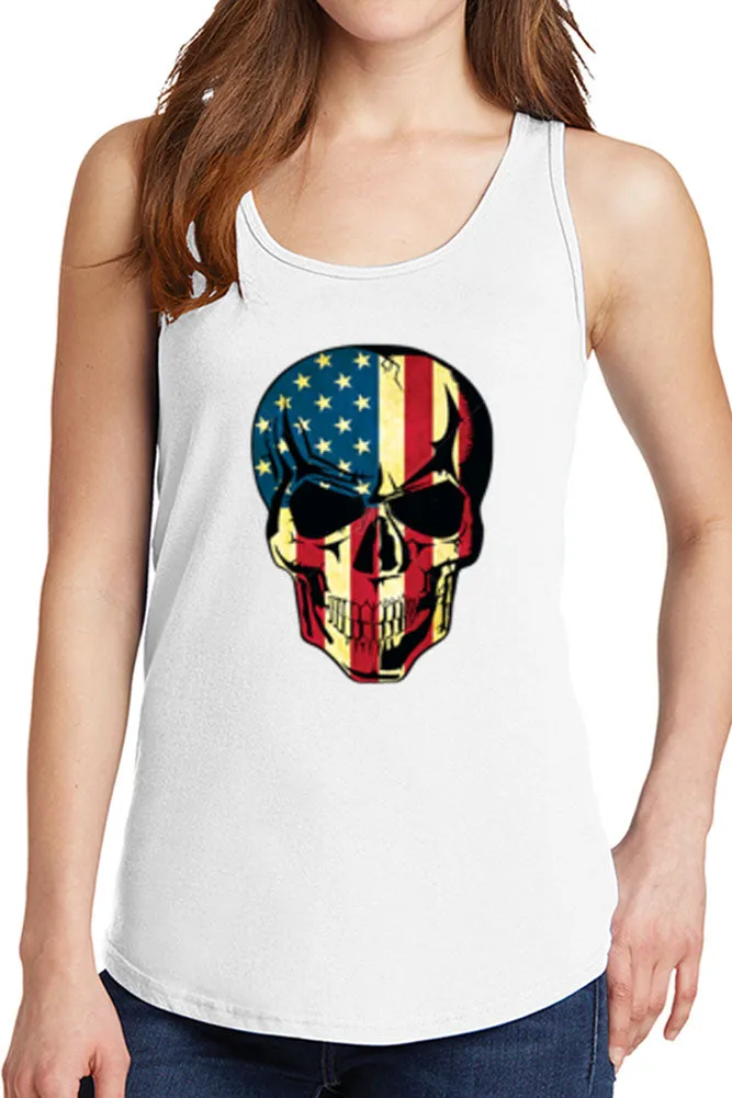 Women's American Skull Flag Core Cotton Tank Tops -XS~4XL