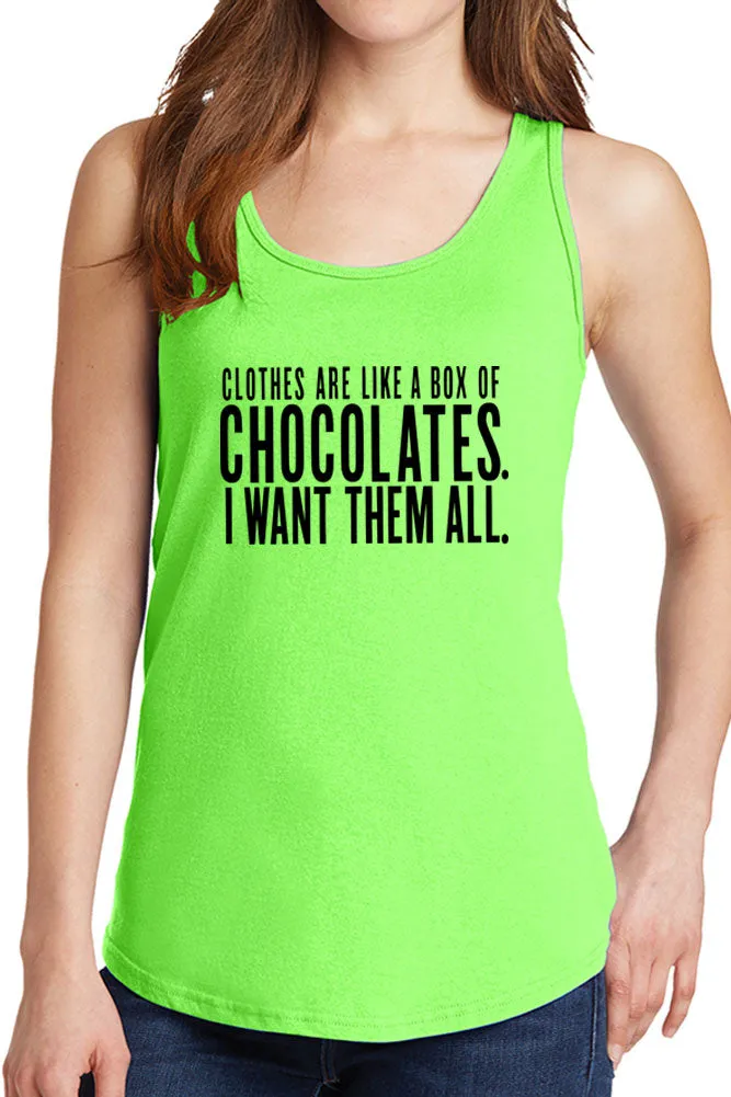 Women's Clothes are Like Chocolate Core Cotton Tank Tops -XS~4XL