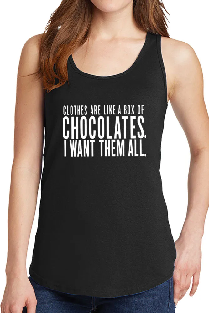 Women's Clothes are Like Chocolate Core Cotton Tank Tops -XS~4XL