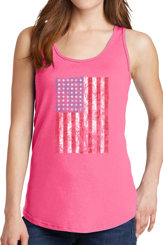 Women's Distressed American Flag Core Cotton Tank Tops -XS~4XL