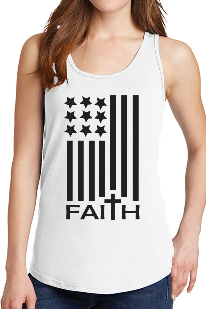 Women's Faith American Flag Design Core Cotton Tank Tops -XS~4XL