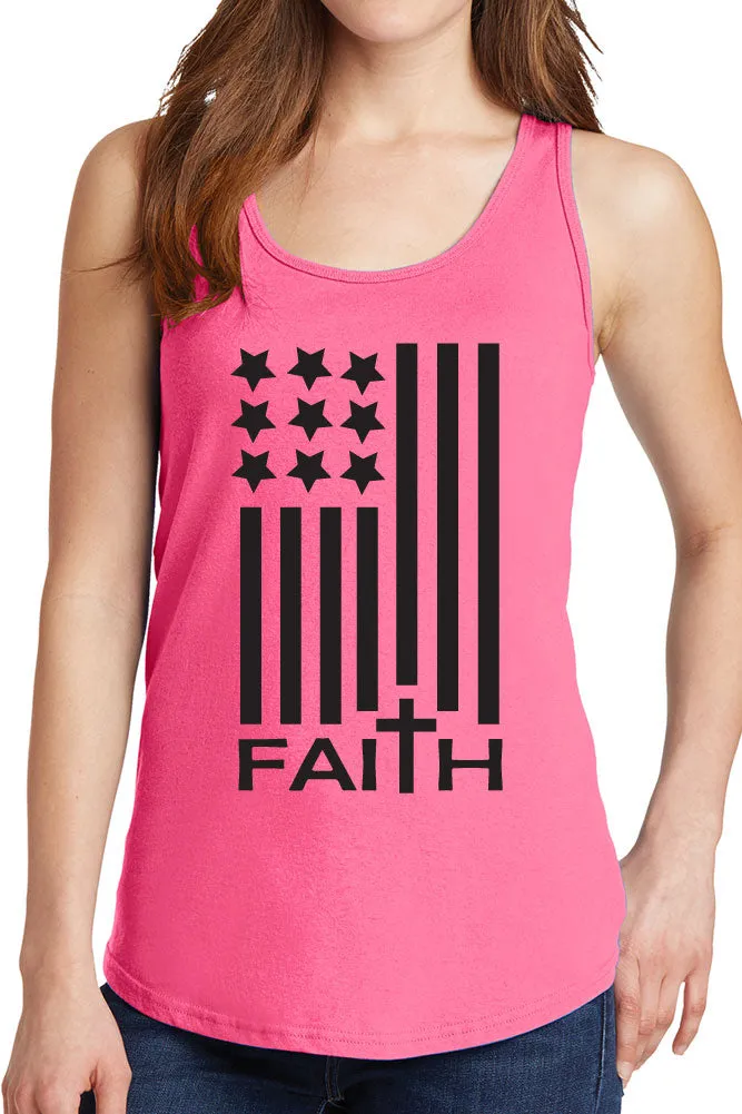 Women's Faith American Flag Design Core Cotton Tank Tops -XS~4XL