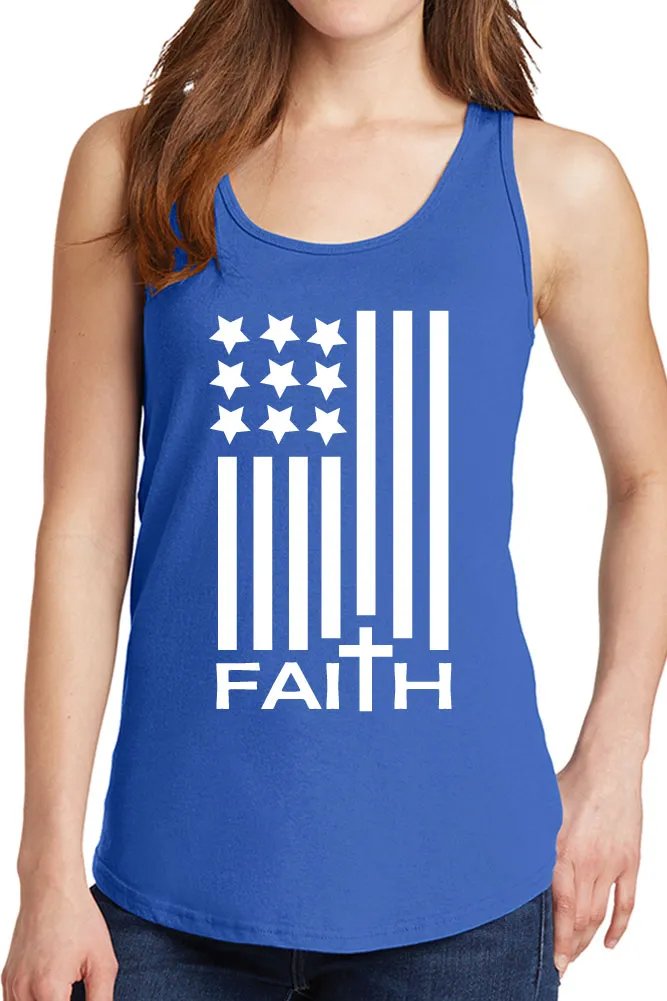 Women's Faith American Flag Design Core Cotton Tank Tops -XS~4XL