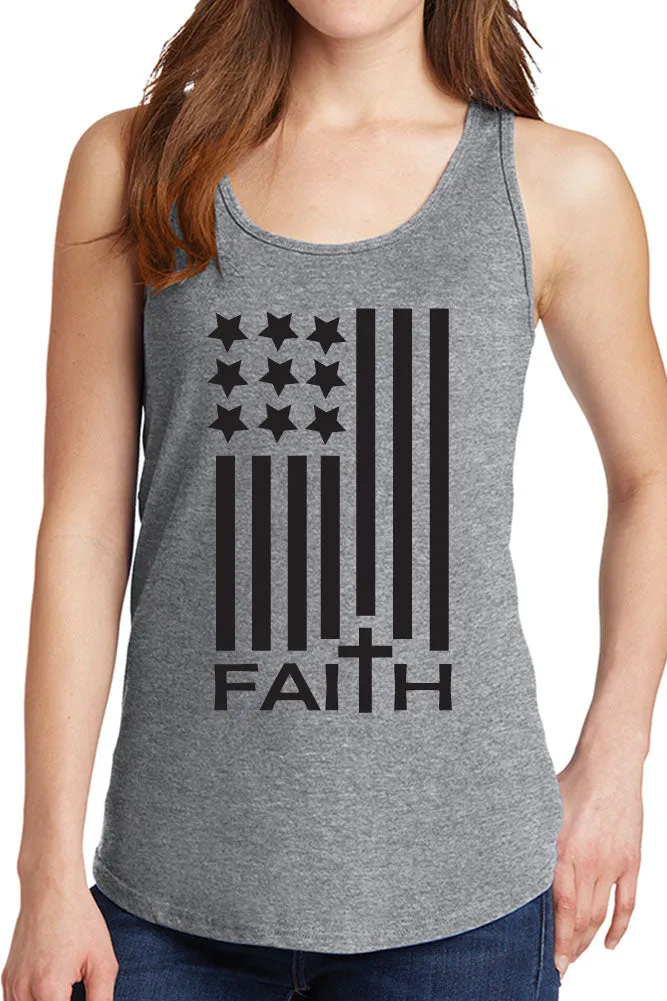 Women's Faith American Flag Design Core Cotton Tank Tops -XS~4XL