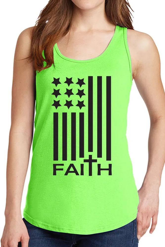 Women's Faith American Flag Design Core Cotton Tank Tops -XS~4XL