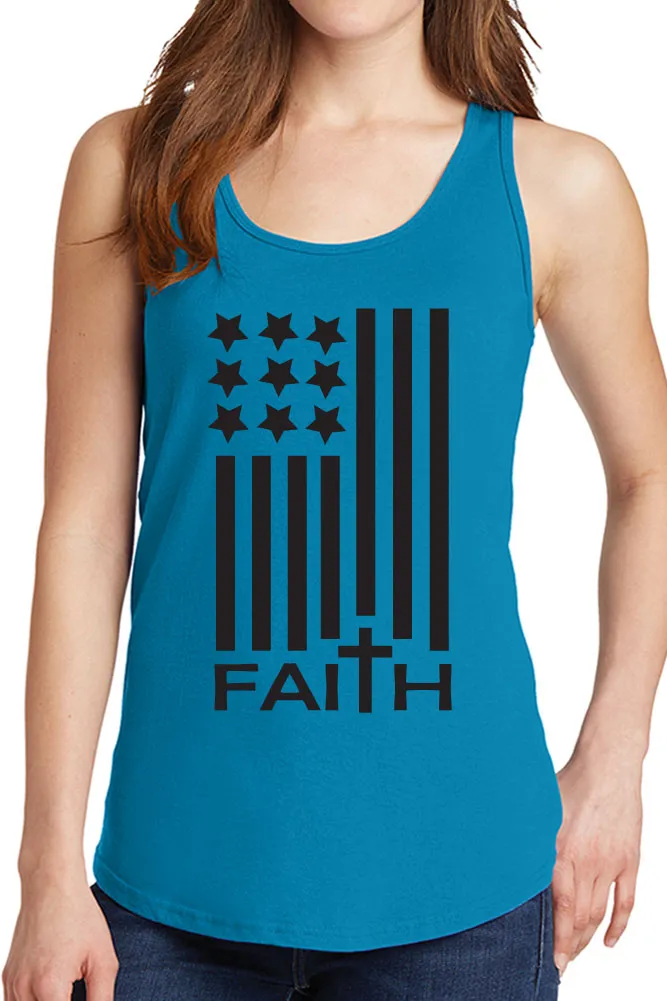 Women's Faith American Flag Design Core Cotton Tank Tops -XS~4XL