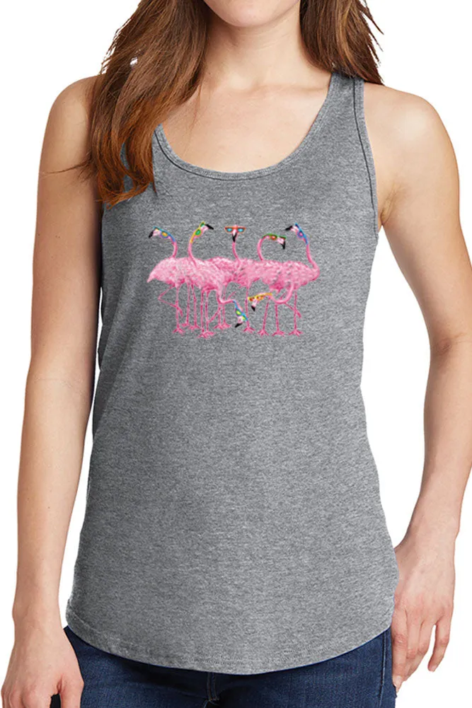 Women's Five Pink Flamingos Core Cotton Tank Tops -XS~4XL