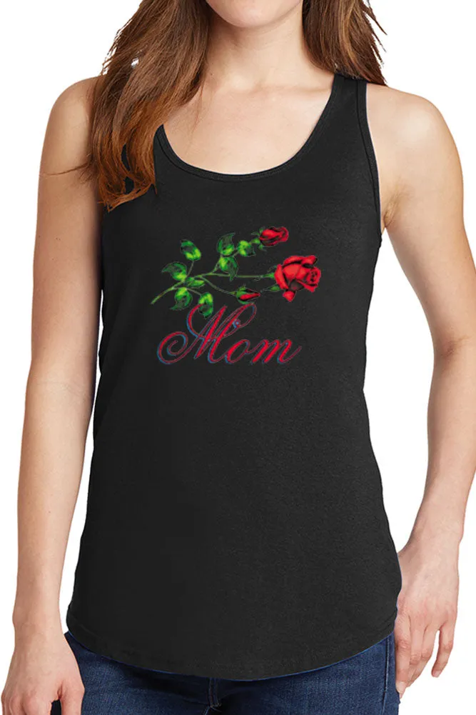 Women's Mom with Roses Core Cotton Tank Tops -XS~4XL