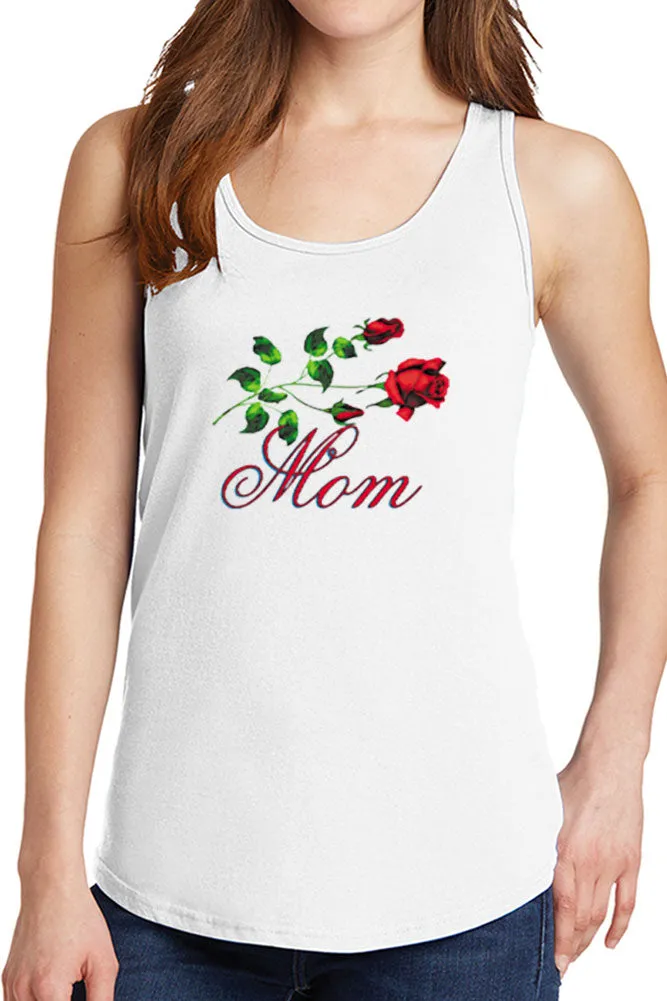 Women's Mom with Roses Core Cotton Tank Tops -XS~4XL