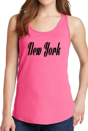 Women's New York Cursive Design Core Cotton Tank Tops -XS~4XL