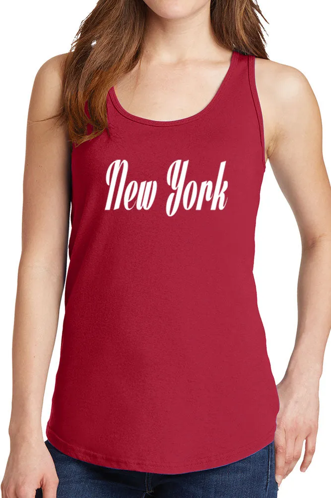 Women's New York Cursive Design Core Cotton Tank Tops -XS~4XL