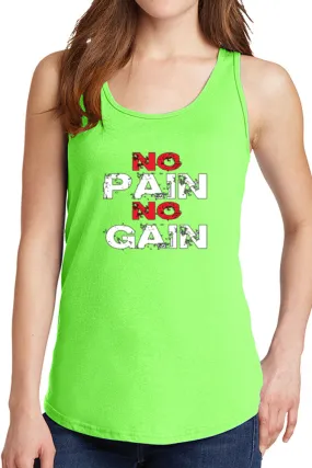 Women's No Pain No Gain Core Cotton Tank Tops -XS~4XL