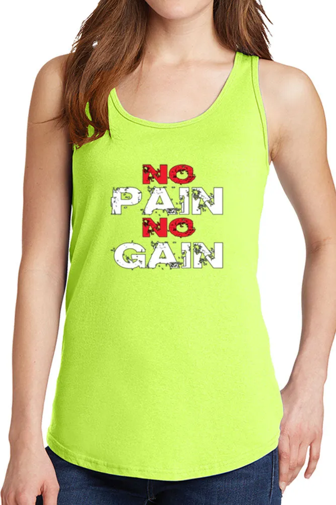 Women's No Pain No Gain Core Cotton Tank Tops -XS~4XL