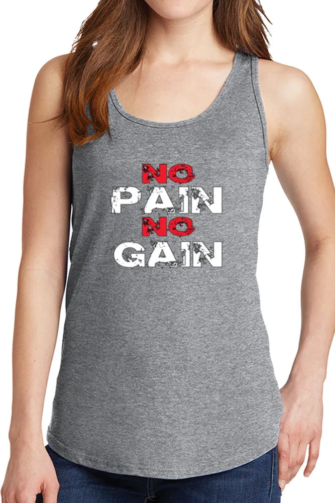 Women's No Pain No Gain Core Cotton Tank Tops -XS~4XL