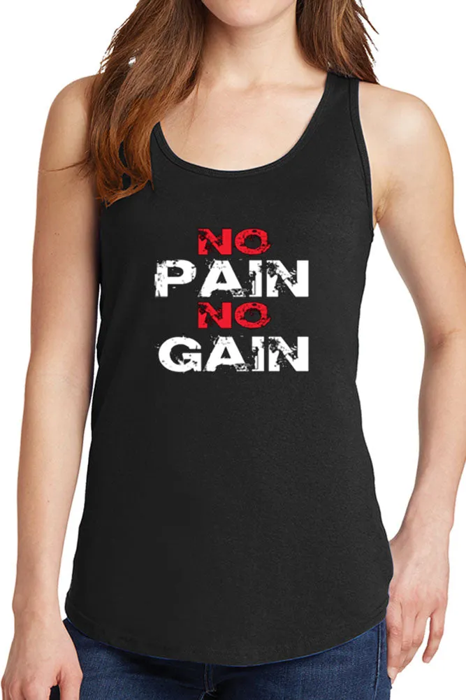 Women's No Pain No Gain Core Cotton Tank Tops -XS~4XL