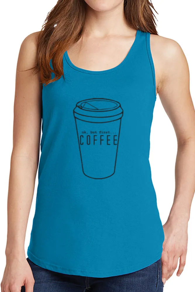 Women's Ok But First Coffee Core Cotton Tank Tops -XS~4XL