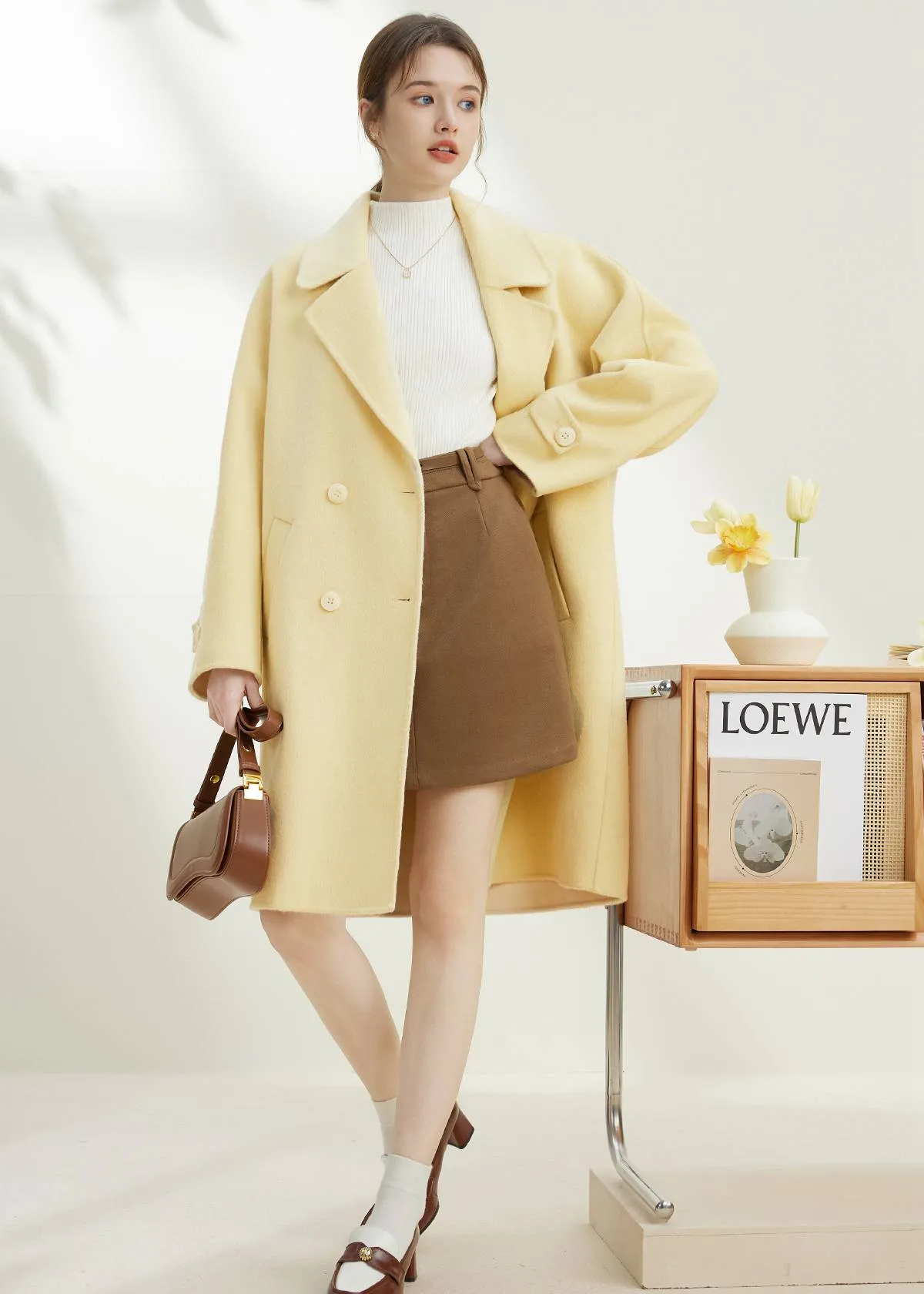 Yellow Double Face Wool Coat