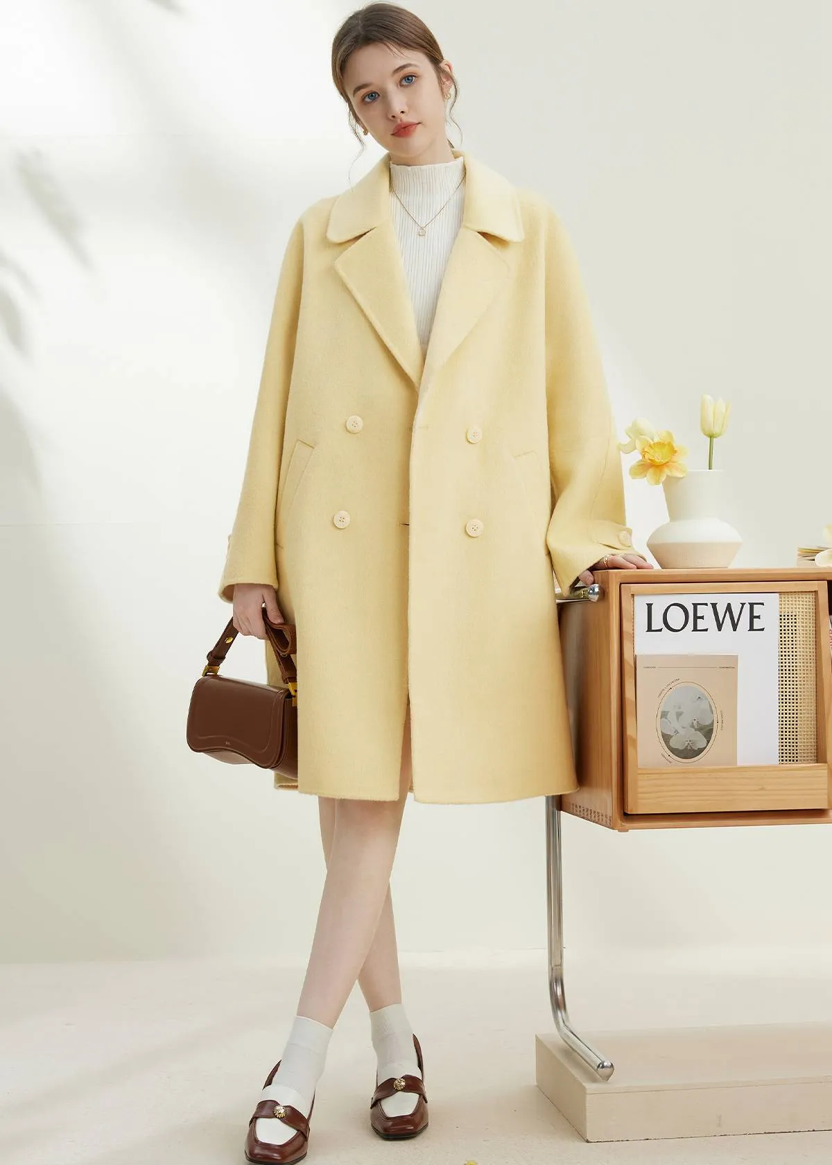 Yellow Double Face Wool Coat